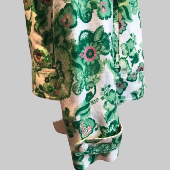 BURBERRY LONDON Women 10 green flower design zipper front jacket - Picture 6 of 15